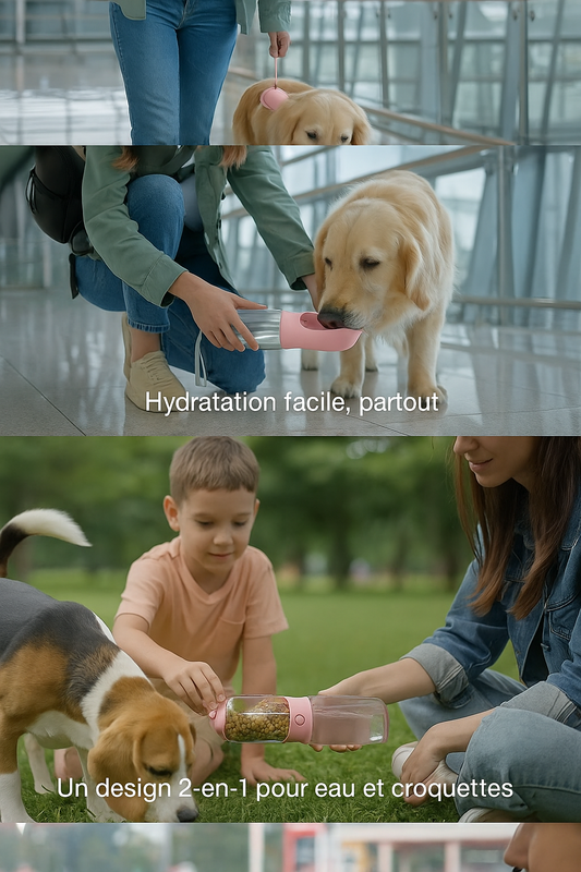 Gourde Premium 2-en-1 Anti-Stress pour Chiens & Chats – Hydratation & Repas Instantanés