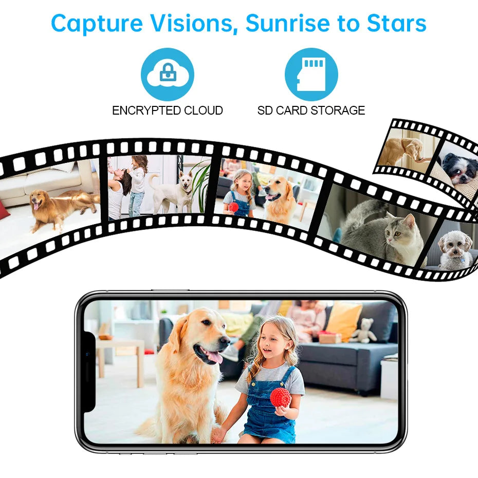 Caméra de Surveillance Intelligente 4K – 8MP UHD avec Suivi Automatique, Vision Nocturne & Effet Anti-Stress