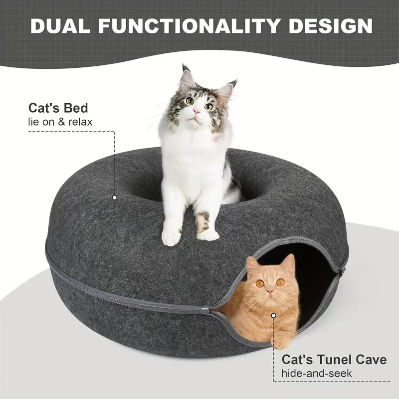 Cocon Douillet 2-en-1 pour Chat – Nid Confort et Cachette Ludique