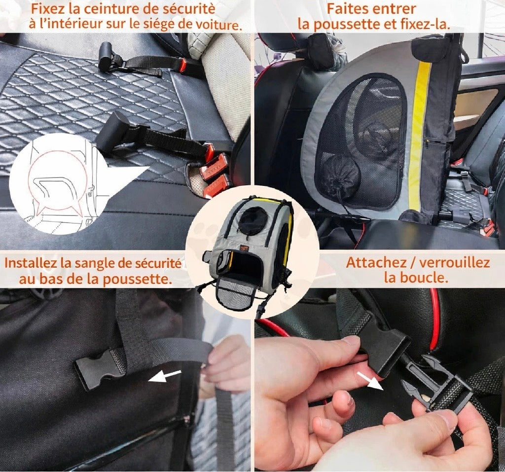 ZenRide™ DuoSafe – Poussette + Siège Auto 2-en-1 (Chien & Chat)