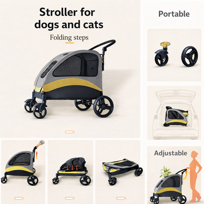 ZenRide™ DuoSafe – 2-in-1 Stroller + Car Seat (Dog & Cat)