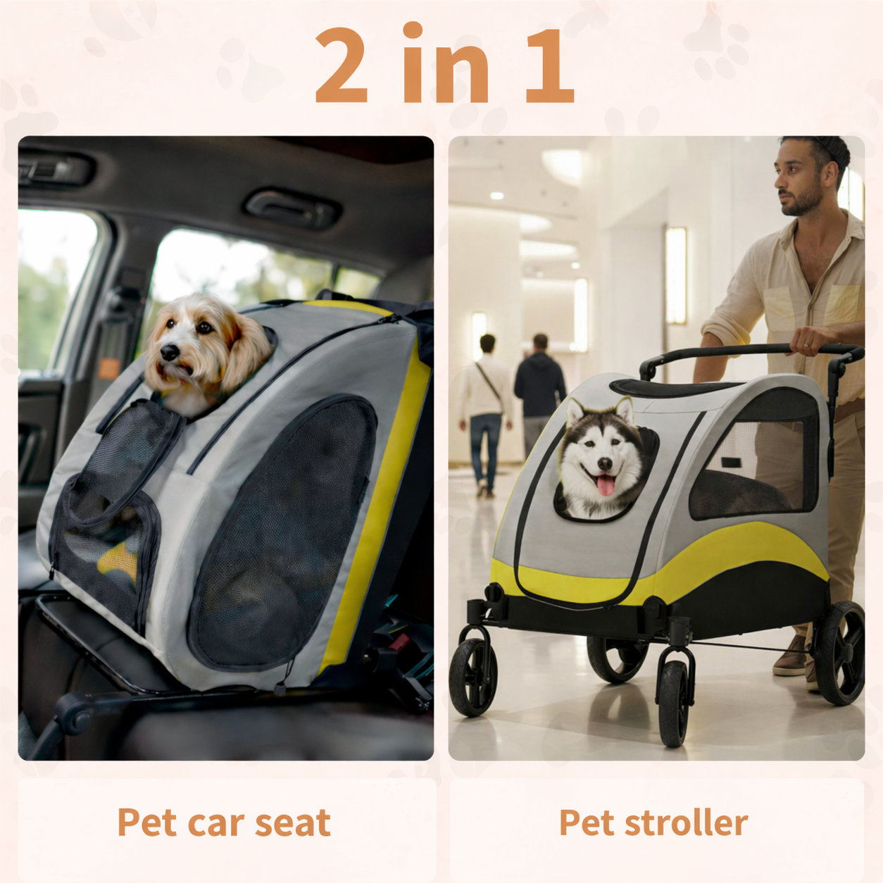 ZenRide™ DuoSafe – 2-in-1 Stroller + Car Seat (Dog & Cat)