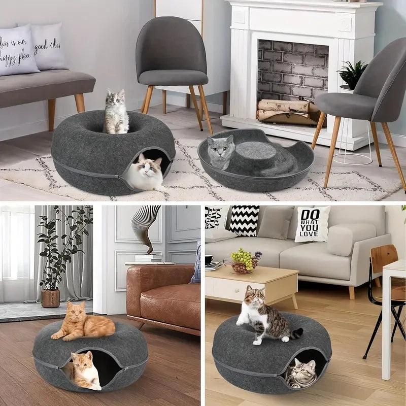 Cocon Douillet 2-en-1 pour Chat – Nid Confort et Cachette Ludique
