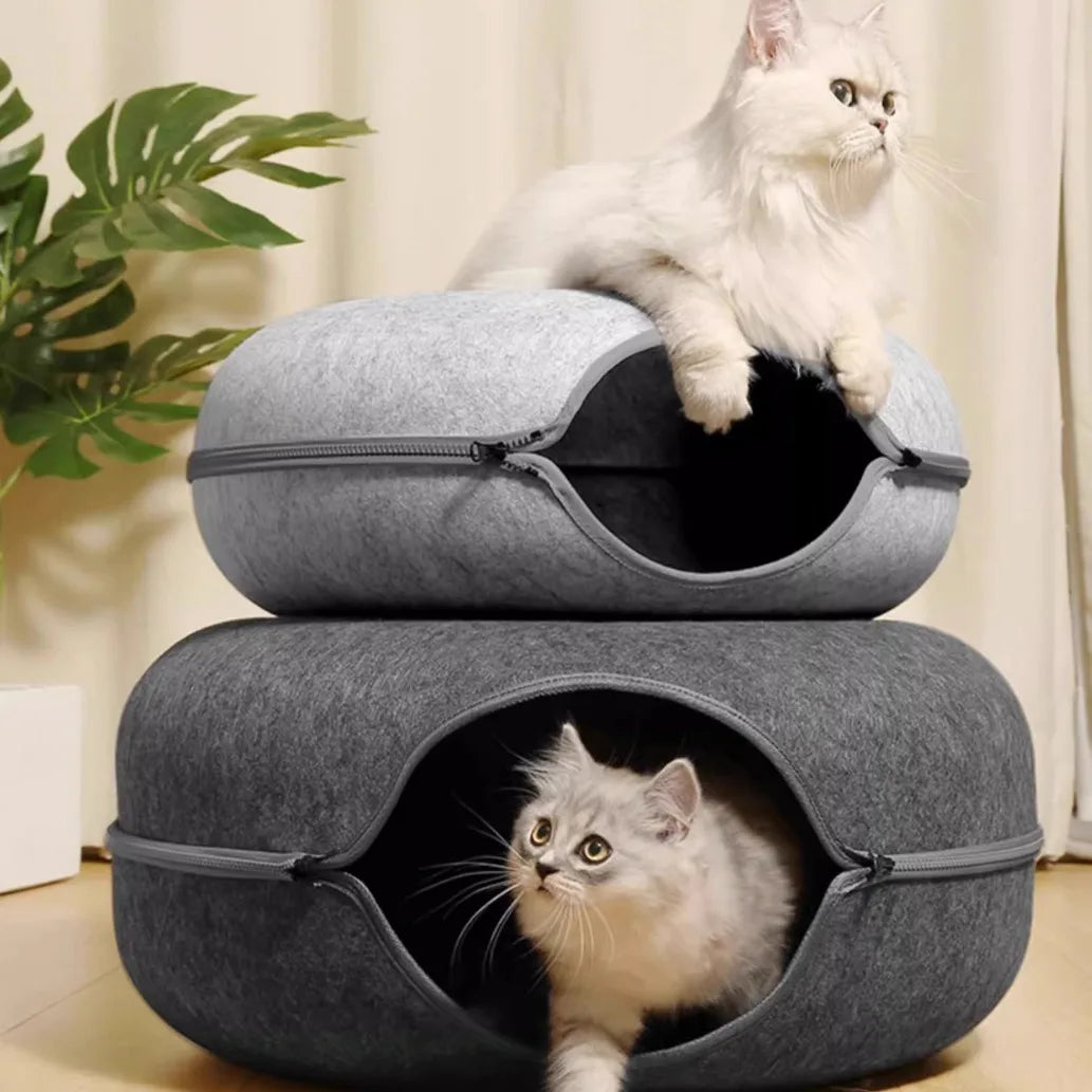 Cocon Douillet 2-en-1 pour Chat – Nid Confort et Cachette Ludique