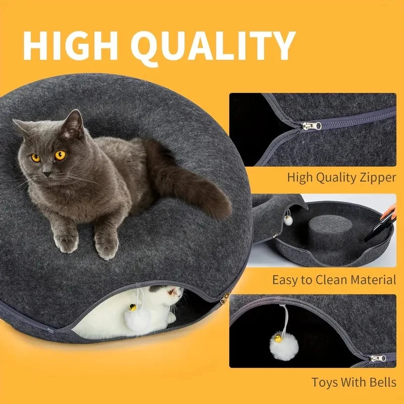 Cocon Douillet 2-en-1 pour Chat – Nid Confort et Cachette Ludique