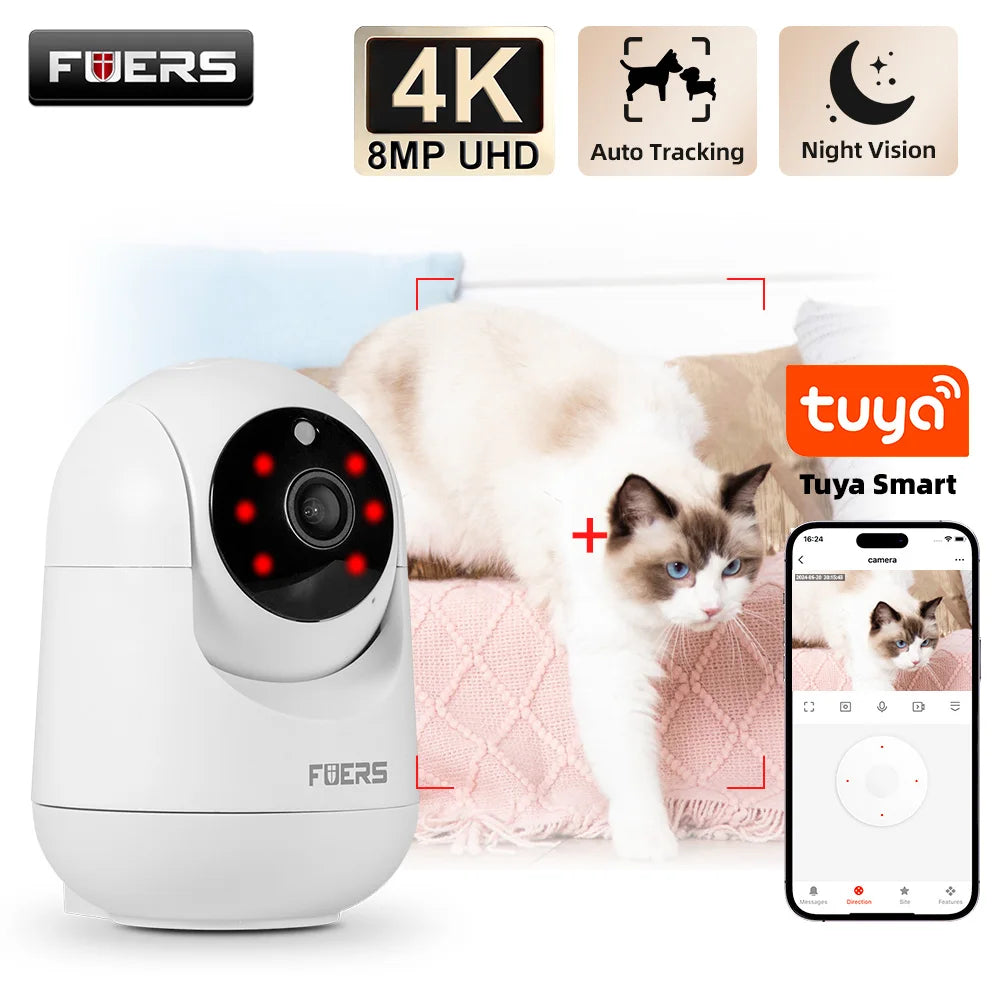 Caméra de Surveillance Intelligente 4K – 8MP UHD avec Suivi Automatique, Vision Nocturne & Effet Anti-Stress
